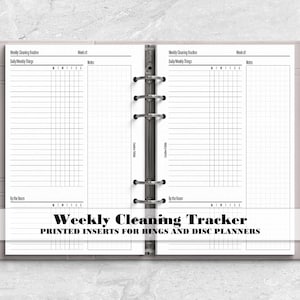 Weekly Cleaning Tracker for Ring or Disc Planners - Printed Planner Insert - Cleaning Routine Tracker