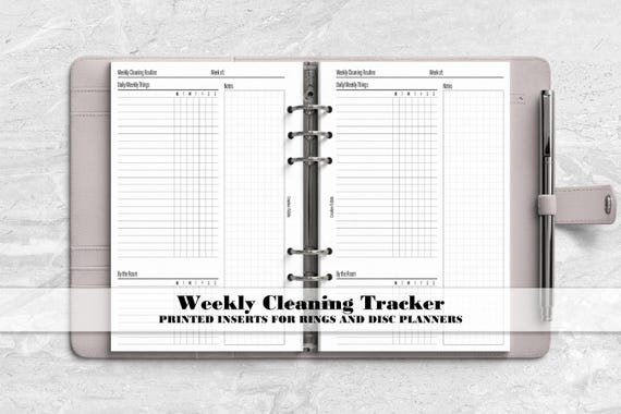 Weekly Cleaning Tracker for Ring or Disc Planners - Printed Planner Insert - Cleaning Routine Tracker