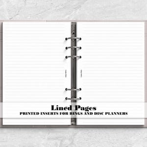Lined Paper for Ring or Disc Bound Planner Insert - Printed Planner Insert