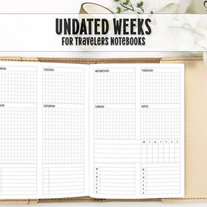 Vertical Week on 2 Pages Printed Traveler's Notebook Insert - V0030
