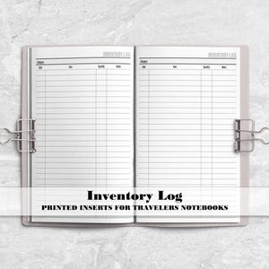 Cuaderno de viajero con registro de inventario - Inserto impreso para cuaderno de viajero - Despensa - Mantenimiento del hogar