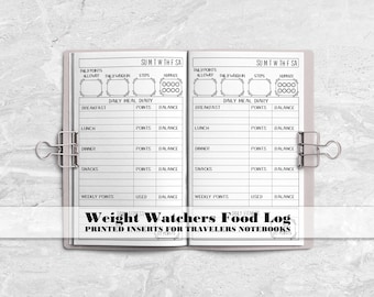 Weight Watchers Daily Food Diary for Travelers Notebook - Printed Travelers Notebook Insert