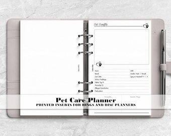 Pet Health Planner for Ring and Disc Bound Planners - Printed Planner Insert