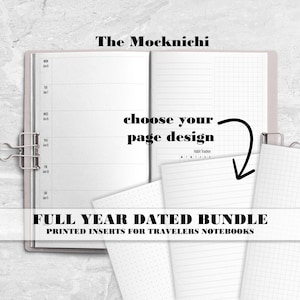 Printed Full Year Dated Insert for your Travelers Notebook Cover in the style of Hobonichi Weeks - Mocknichi