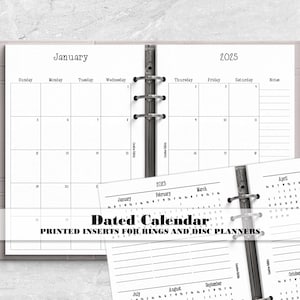 Dated Monthly Planner Inserts – Ring or Disc Bound Calendar