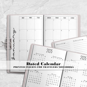 Dated Monthly Calendar for Travelers Notebook - Dated TN Insert - Choose Your Year - DM-0003