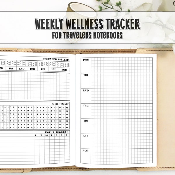 Weekly Food & Fitness Travelers Notebook Insert - Printed Travelers Notebook Insert