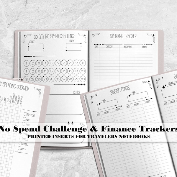 No Spend & Saving Tracker for Travelers Notebook - Printed TN Insert