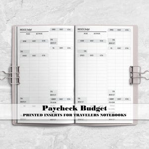 Paycheck Budget Insert for Travelers Notebooks - Printed Travelers Notebook Insert