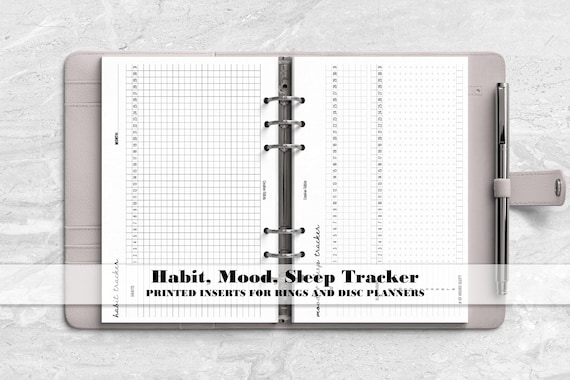 Printed Undated Habit, Mood and Sleep Tracker for Your Ring or Disc Planner