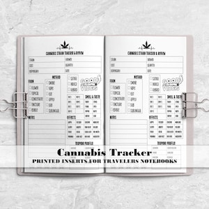 Cannabis Strain Tracker with Expense Log for Travelers Notebook - Printed TN Insert