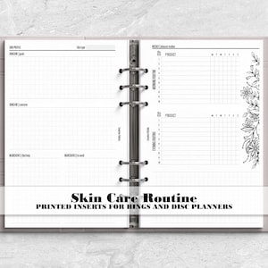 Skincare Routine Tracker Einlage für Ring und Disk gebundene Planer - gedruckte Planer Einlage
