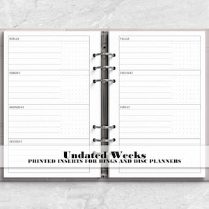 Horizontal Week on 2 Pages Planner Insert - Printed Planner Insert - Planner Insert - Ringed Planner Refill - A6 Rings Insert - H-0007