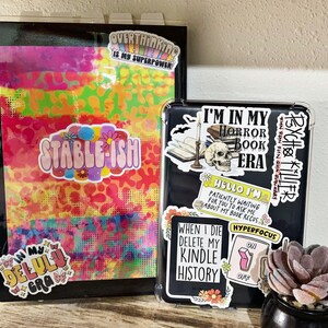 Audiobook Enthusiast - Multitasking - Laminated waterproof vinyl sticker - Matte - Glossy - Holographic image 7