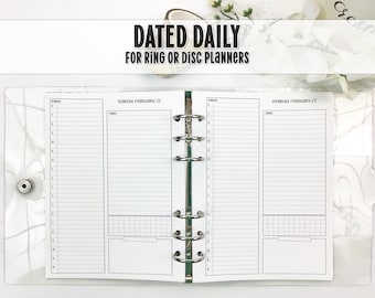 Dated Daily Planner Insert - Day on 1 Page Insert - Printed Planner Insert - Planner Insert - Ringed Planner Refill