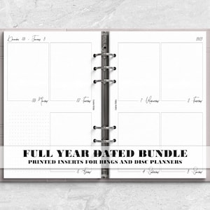 Planificador impreso con meses y semanas, año completo, para agendas de anillas o discos - V-WO2P-0007