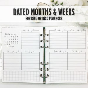 Dated Ring Planner Insert - Vertical Weekly Layout - Dated Monthly Calendar - Printed Ring Planner Insert - V-WO2P-0003