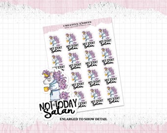 Not Today Satan snarky Unicorn sticker sheet - Planner Stickers