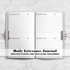 Inserto para diario de desahogo diario para fundas de Travelers Notebook - Inserto impreso para TN