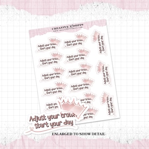 Adjust Your Crown and Start Your Day - Planner Stickers - Functional Planner Stickers - Creative Planning