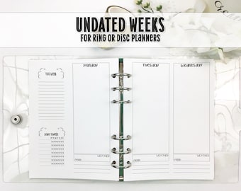 Week on 4 pages Planner Insert - WO4P Insert- Printed Planner Insert - Planner Insert - Ringed Planner Refill - V-WO4P-0014