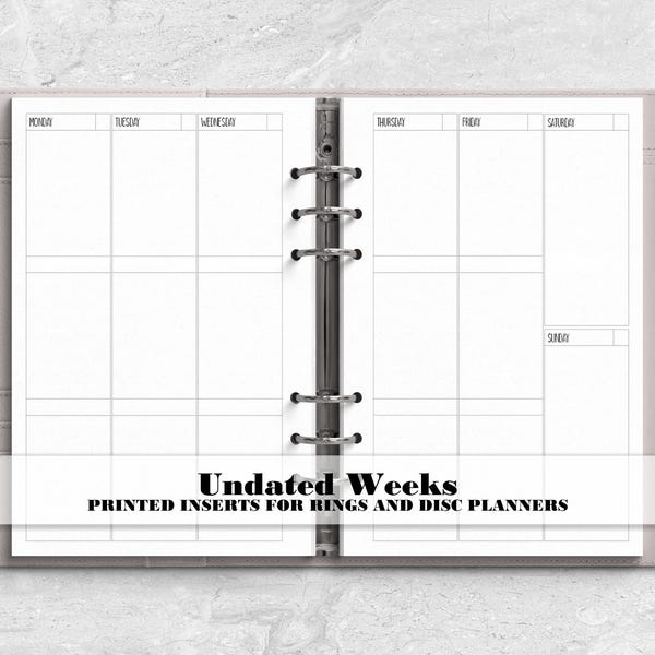WO2P Planner Insert - Week on 2 Pages Insert- Printed Planner Insert - Disc Bound Planner Insert - Ringed Planner Refill - V-0017