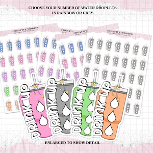 Water Tracking Tumbler Style - Choose Your Colorway - Fluid Intake Tracking Stickers - Drink Up Hydration Tracking