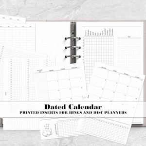 Dated Monthly Calendar for Ring or Disc bound Planner - Choose Your Year - DM-0011