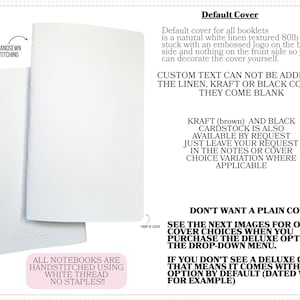 a blank white notebook cover with a plain white texture, available in various sizes and with or without a cover. The cover is blank, allowing for customization of the cover.