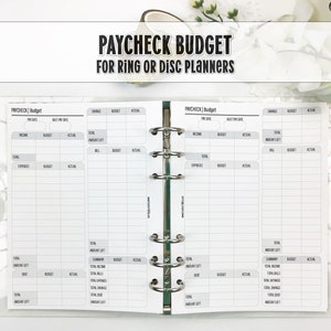 Paycheck Budget Printed Insert for Your Ring and Disc Bound Planners - Printed Planner Insert