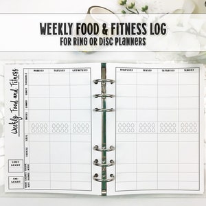 Weekly Food & Fitness Ring Bound Planner Insert - Printed Planner Insert