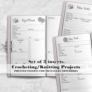 Knitting Project Planner - Crochet Project Planner - Printed Travelers Notebook Insert