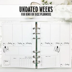 WO2P Planner Insert - Week on 2 Pages Insert- Printed Planner Insert - Planner Insert - Ringed Planner Refill - Rings Insert - V-0006