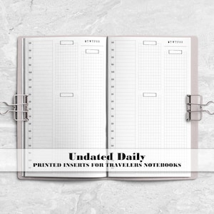 Undated Day on One Page Travelers Notebook Insert - Printed Travelers Notebook Insert - DO1P - UD-0020
