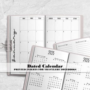 Dated Monthly Calendar for Travelers Notebook - Dated TN Insert - Choose Your Year - DM-0003