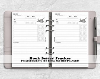 Book Series Tracker Insert for your Ring or Disc Planner - Printed Insert - Home Library - Bookworm - Love to Read