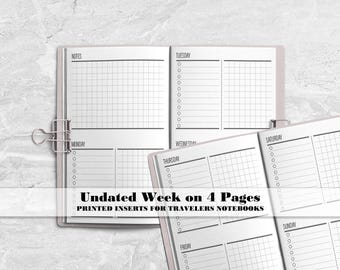 Horizontal WO4P Traveler's Notebook Insert - Traveler's Notebook Insert - Printed Insert - H-WO4P-0013