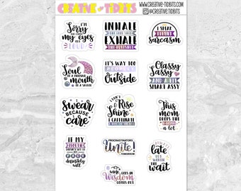 Funny Quote Stickers - Script Stickers - Planner Stickers - Stickers - Typography Stickers