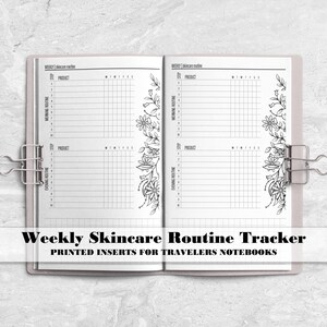 Hautpflege-Routine-Tracker für Traveler's Notebook - Gedruckte Travelers Notebook Insert