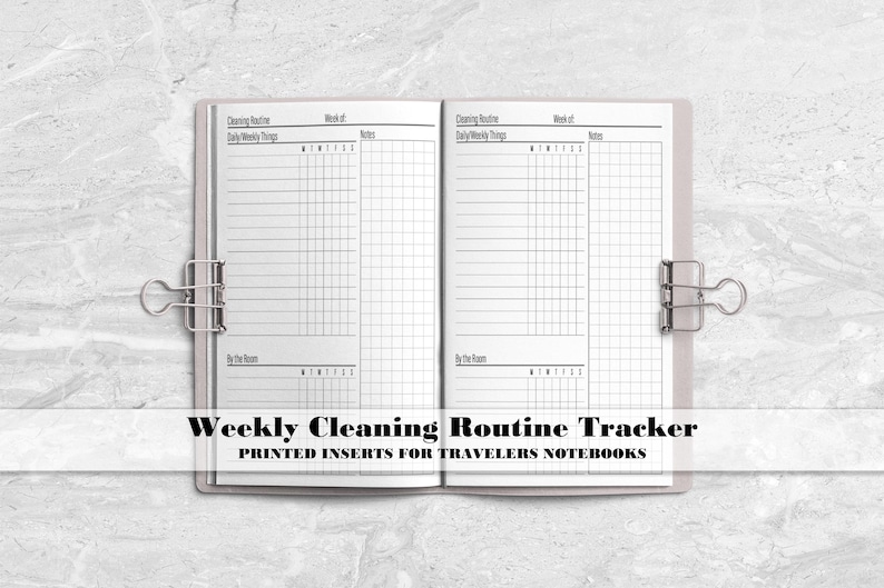 a planner with the words weekly cleaning routine tracker printed on it