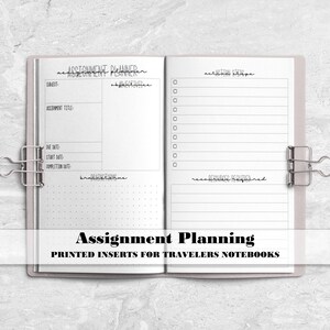 a planner with the words assignment planning printed on it