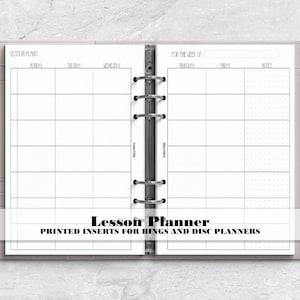 Lesson Planner Insert for Ring or Disc Bound Planners - Printed Planner Insert