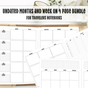 Undatierte Monate & Wochen auf 4 Seiten Planer Insert Bundle - Gedruckte Travelers Notebook Insert -UD-Bundle0006