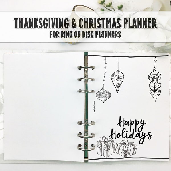 Holiday Planner for Thanksgiving and Christmas - Christmas Planner - Printed Insert for Ring or Disc Bound Planner