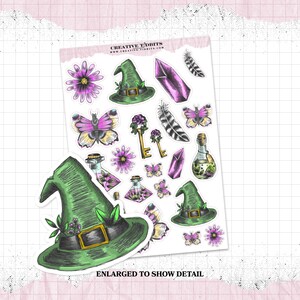 Stickers Spring Witchy Vibes pour votre journal ou agenda - feuille d'autocollants Kiss Cut - feuille d'autocollants pour agenda