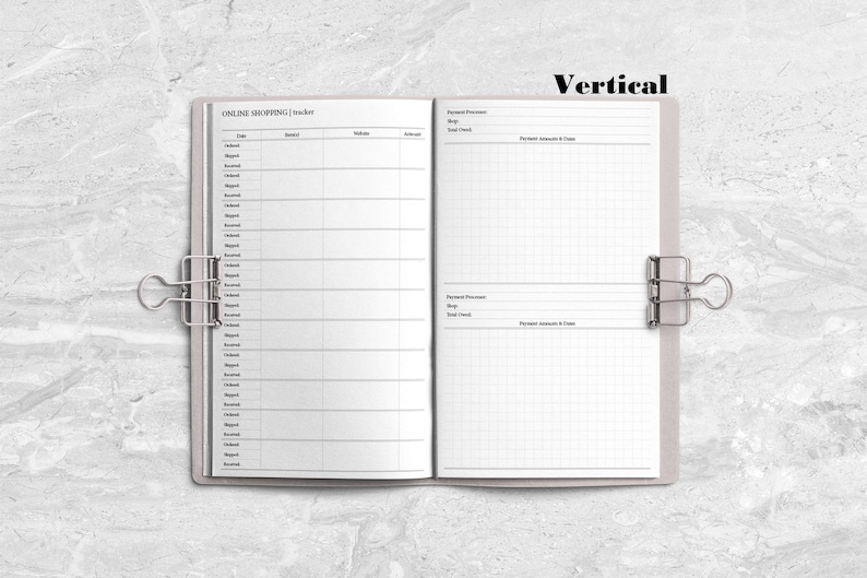 Online Shopping & Payment Tracker Handstitched Booklet Insert for Travelers Notebooks - Printed Travelers Notebook Booklet Insert image 3