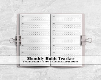 Monthly Habit Tracker for Travelers Notebook - Printed Insert for Travelers Notebooks - Habit Builder