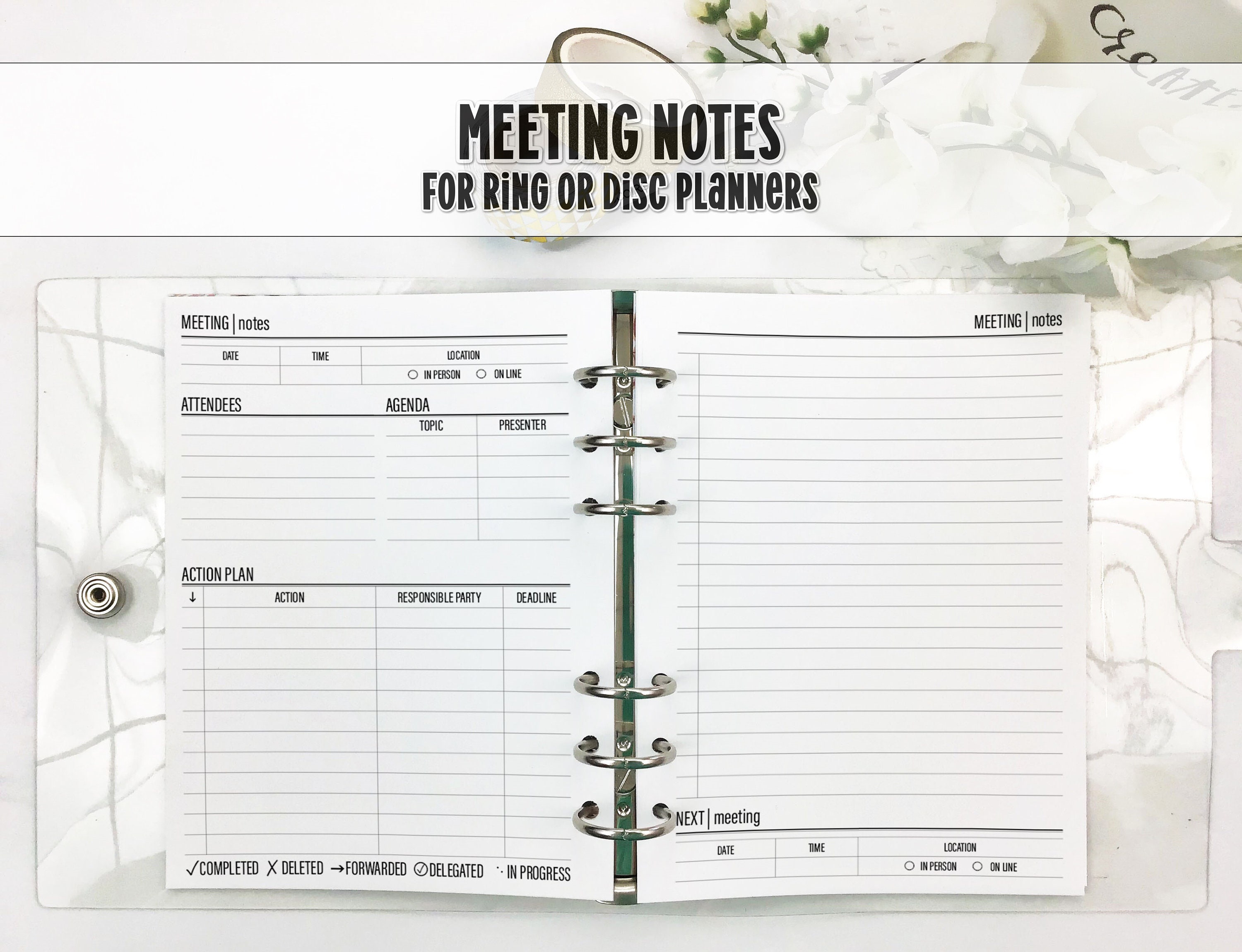 Meeting Notes Planner Inserts