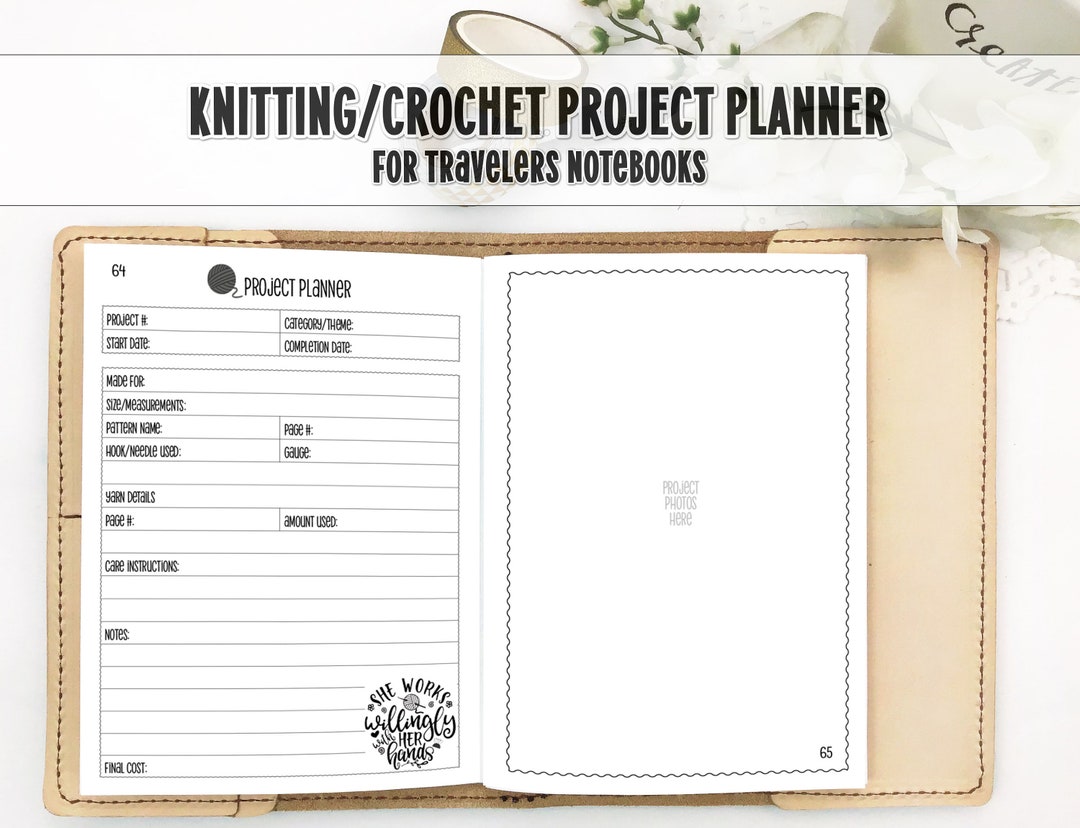 Knitting Project Planner Crochet Project Planner Printed Travelers