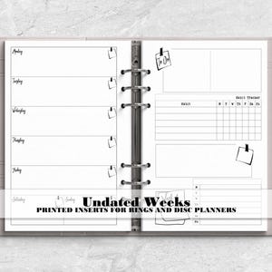 Horizontal WO2P Insert - Printed Planner Insert - Ring Planner Refill - Disc Planner Refill - H-0009